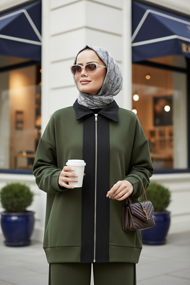 Nordic Selanik- Oversized Suit with Embroidered Detail | Hakiyeşil