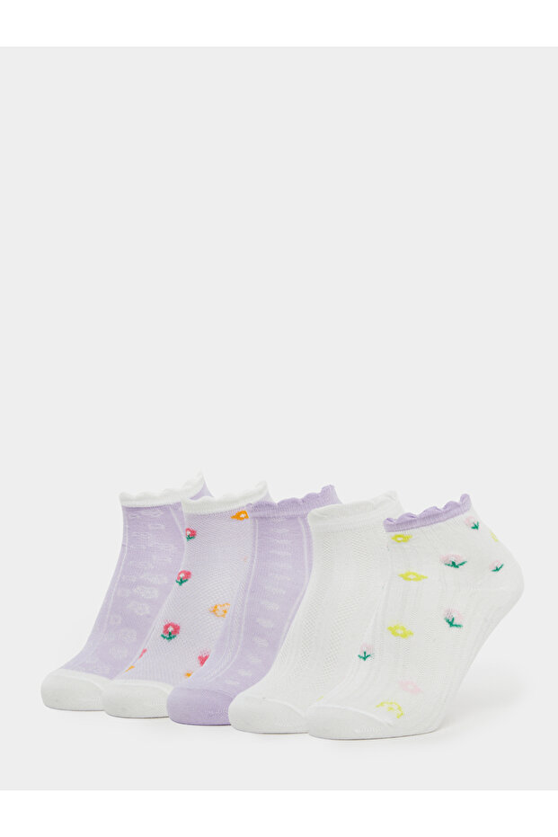 Pack of 5 - Girls Floral Ankle Socks