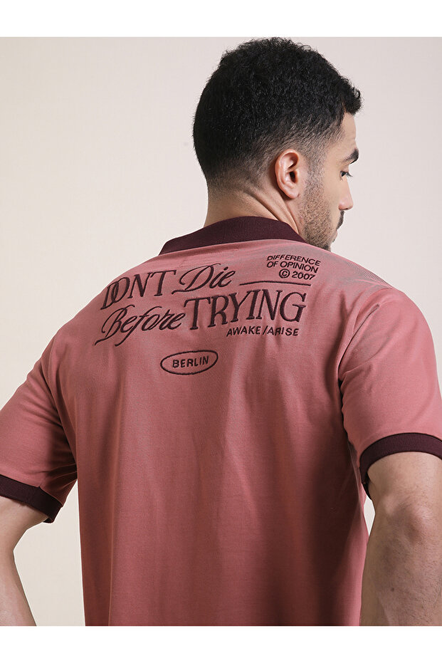 Men Relaxed Fit Embroidery Open Collar Polo