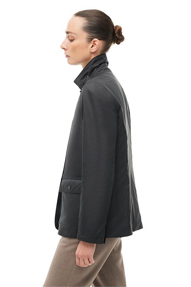 Siyah Dik Yaka Mont - 2