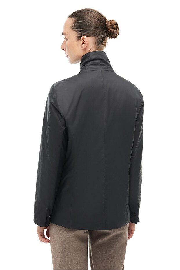 Siyah Dik Yaka Mont - 4