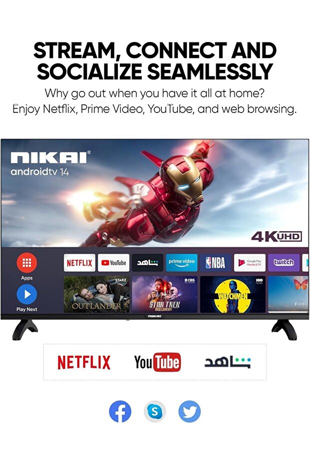 تلفزيون ذكي يعمل بنظام أندرويد LED بدقة 4K UHD مقاس 60 بوصة