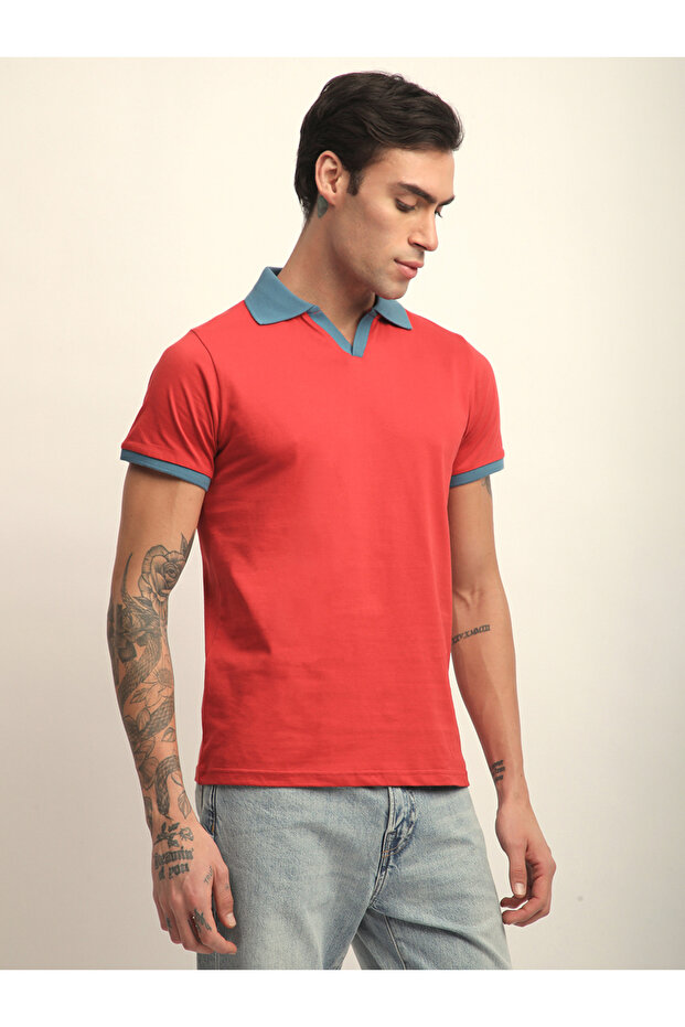 بولو رجالي سادة بقصة عادية وياقة مفتوحة - 3