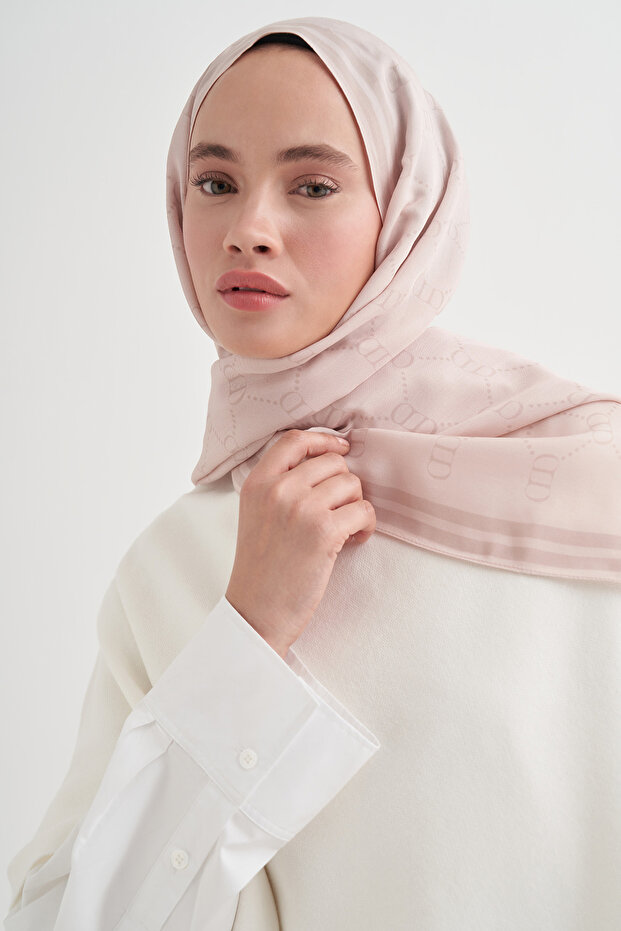Grace Monogram Floş Şal Krem - 1
