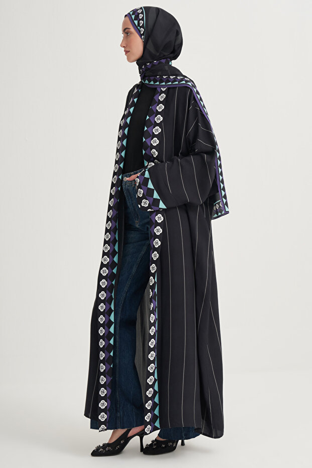 Manesa Premium Floş Abaya Black