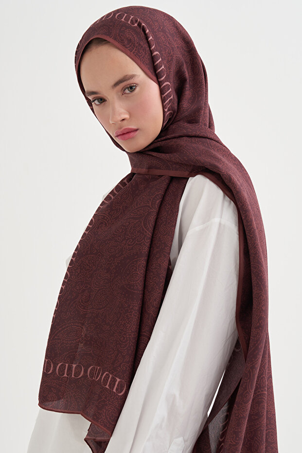 Elenora Monogram Floral Shawl Red
