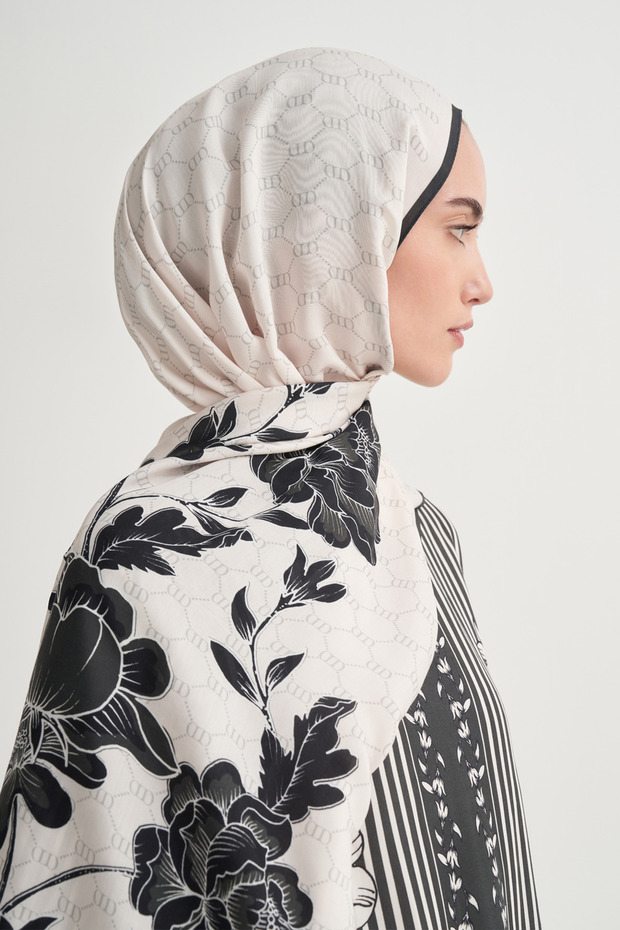 Novera Monogram Floş Şal Krem - 3