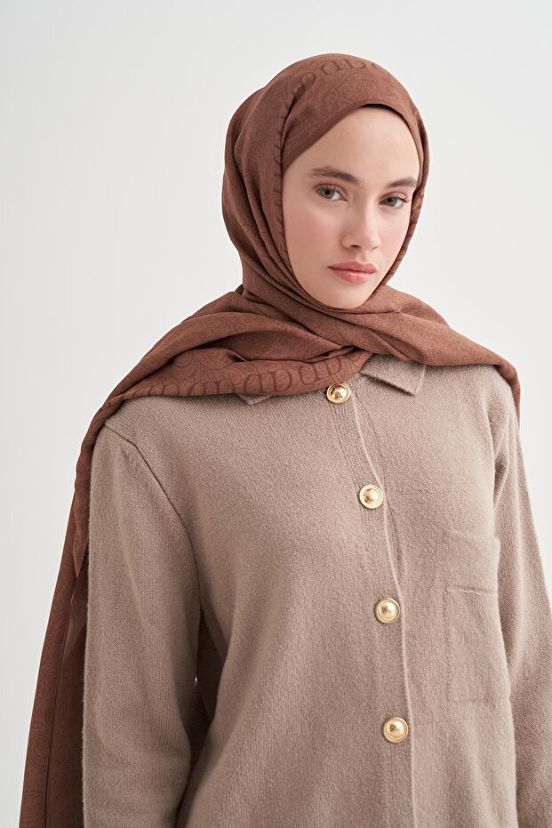 Elenora Monogram Floş Şal Taba - 3