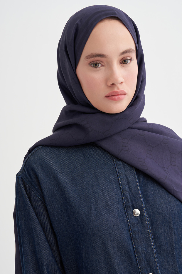 Grace Monogram Floş Şal Morcivert - 1