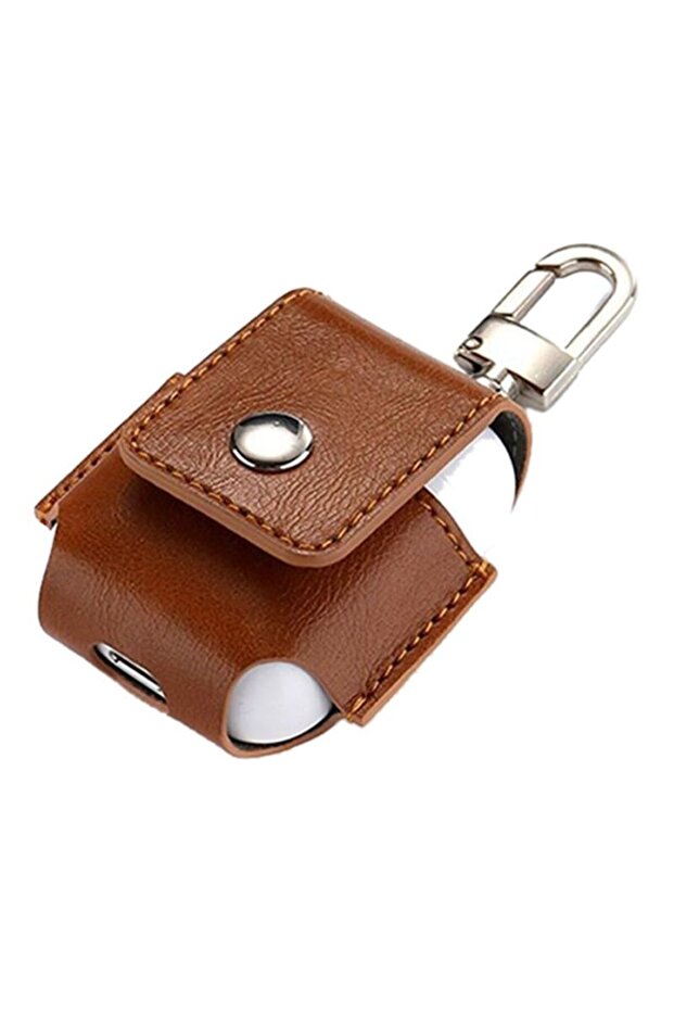 Protective Case Cover For Apple AirPods With Hook Brown