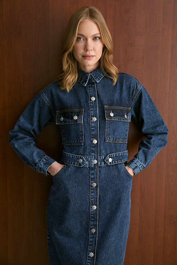 Denim Elbise 32-8006 - 5