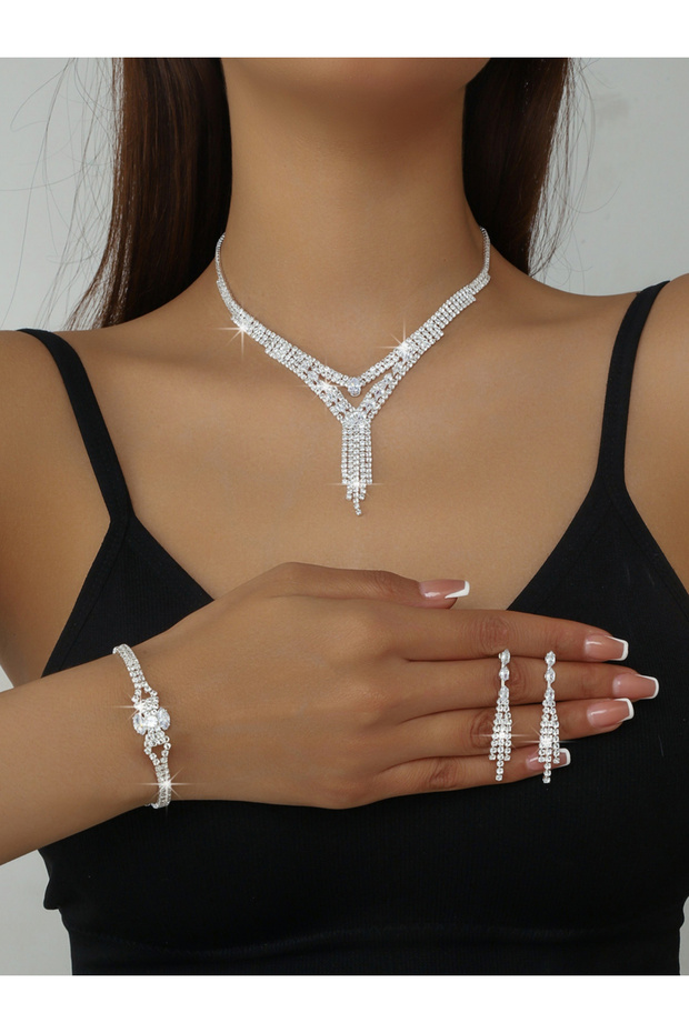 3-Piece Embellished Necklace, Bracelet And Earrings Jewelry Set