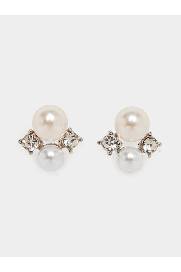 Faux Pearl Crystal Stud Earrings