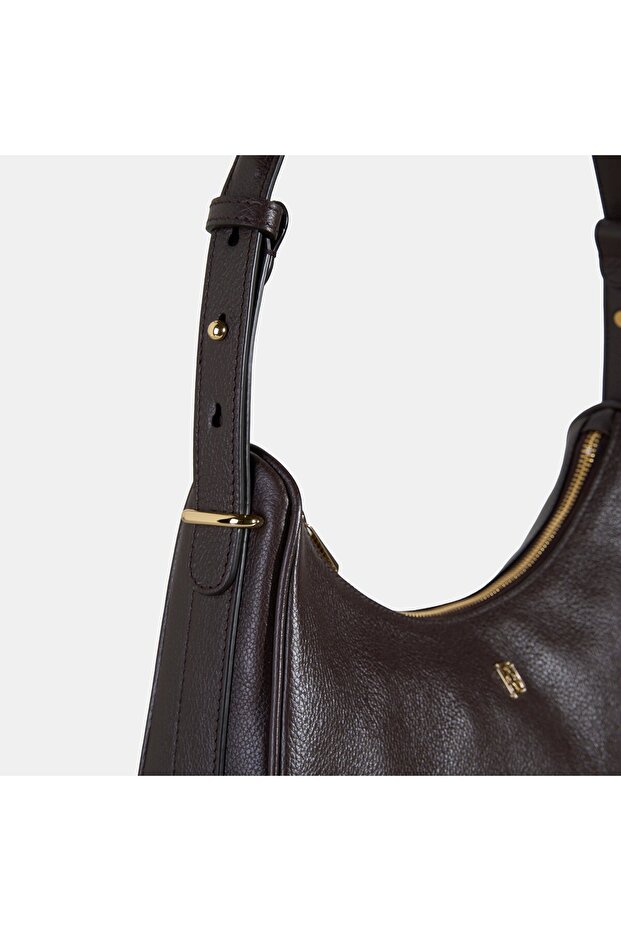 Kadın Acı Kahve Deri Omuz Çantası - 3