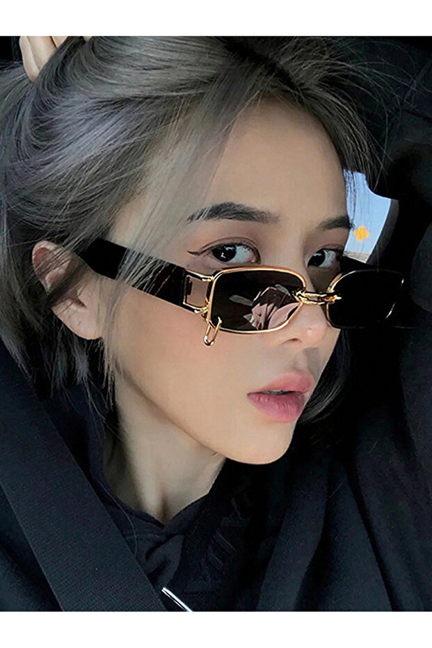 نظارة شمسية مستطيلة سوداء - 2