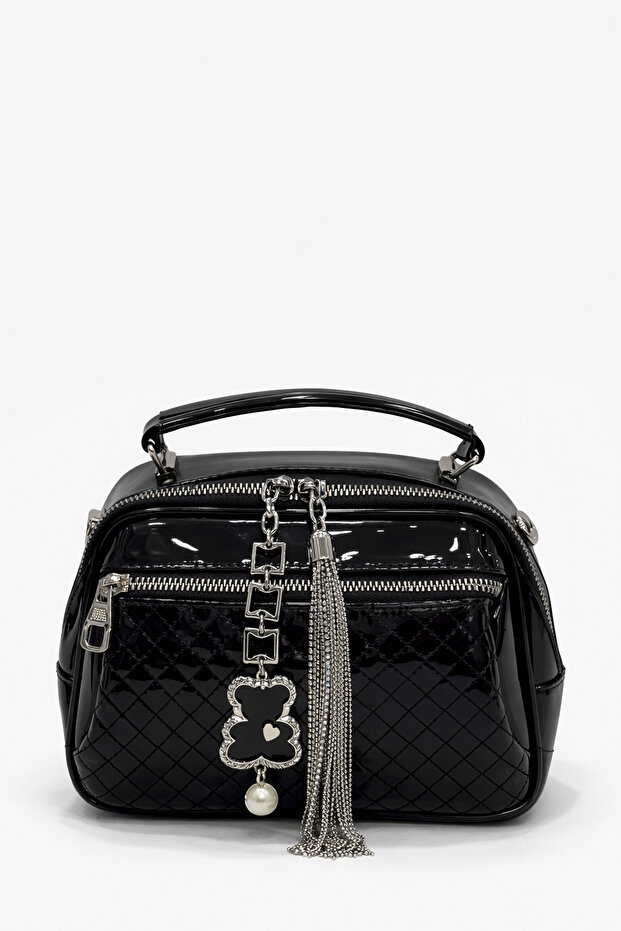 Cross Strap Women's Bag Patent Leather Black 26665