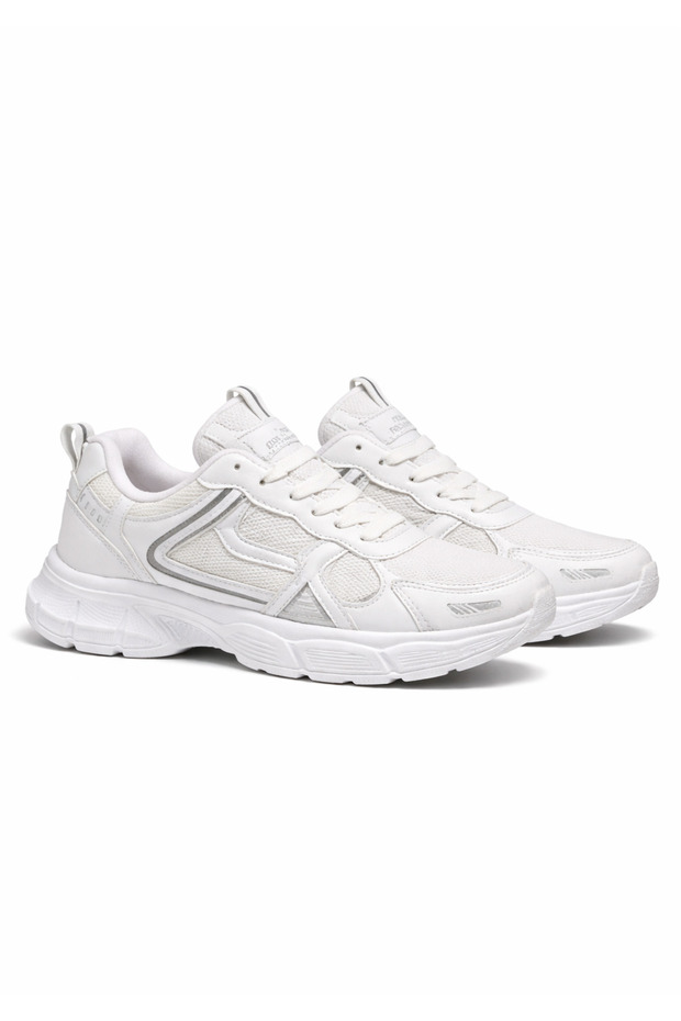 Unisex White Anorak Detailed Thick Sole Daily Walking Shoes Sneaker