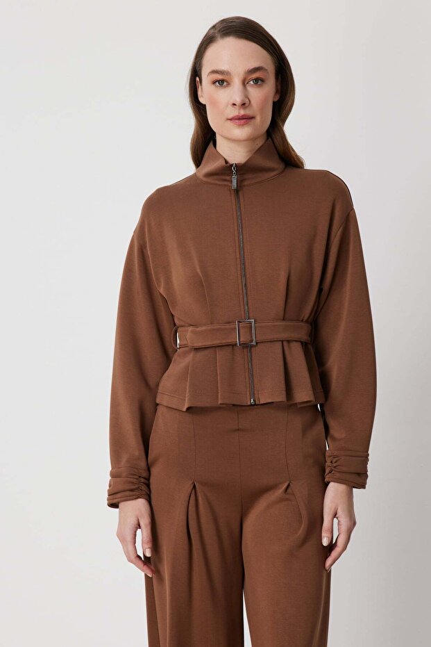 Beli Belted Stand Collar Jacket - 1