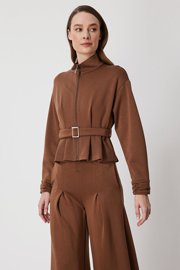 Beli Belted Stand Collar Jacket - 2