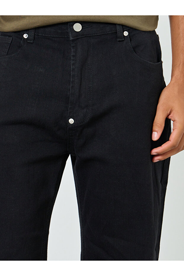 بنطلون جينز رجالي أسود سادة بقصة كاربنتر - 3