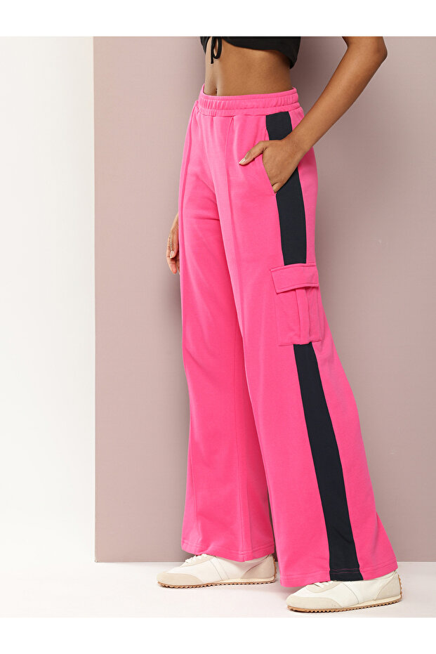 Women Pink Wide Leg Soft Drapey Cotton Pant