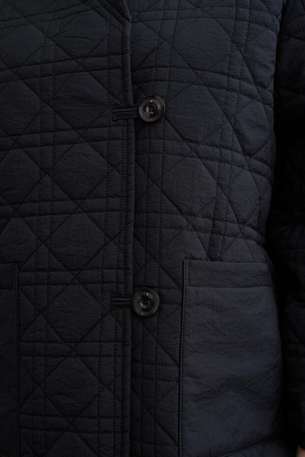 Siyah-Kapitone Mont - 6