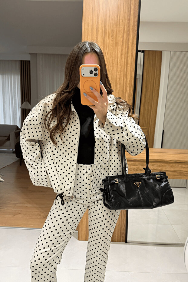 Viola Ekru Puantiyeli Ceket - 1