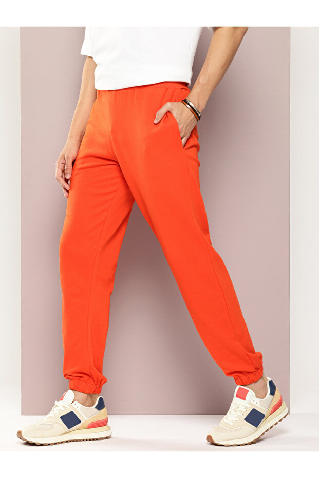 Men Orange Solid Joggers - 2