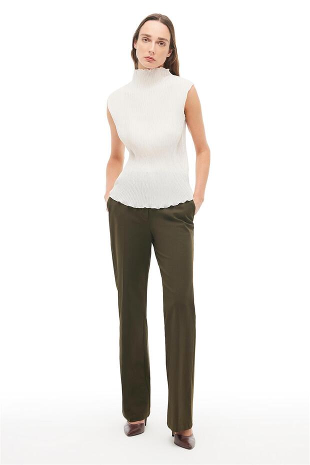 إكرو الياقة المدورة بلوزة - 1