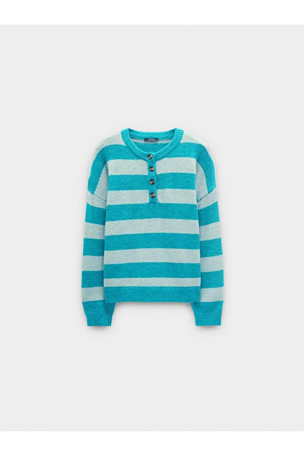 Çizgili Örme Kazak - 4