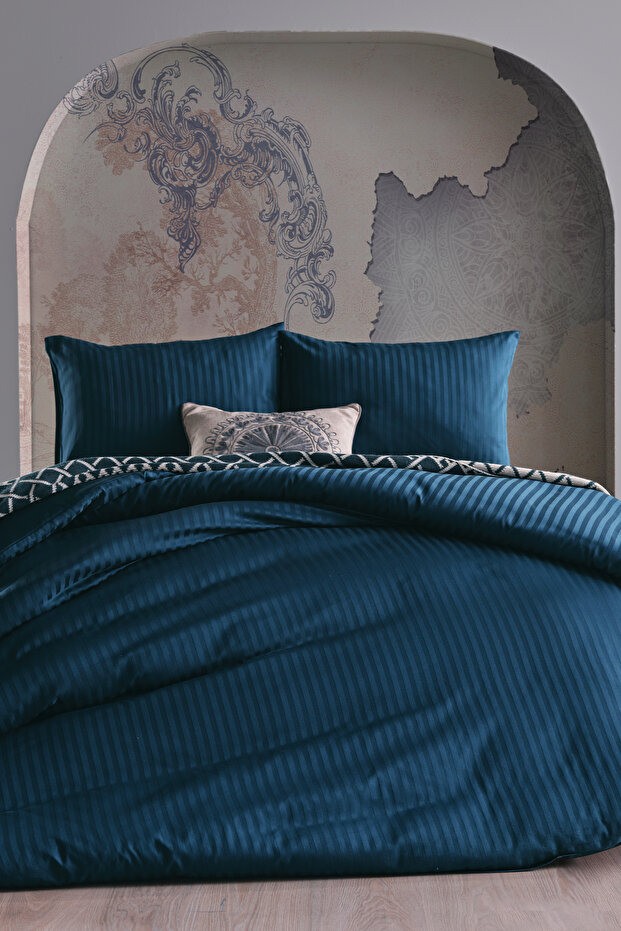 Saten Artline Duvet Cover Set Double King Size - Blue