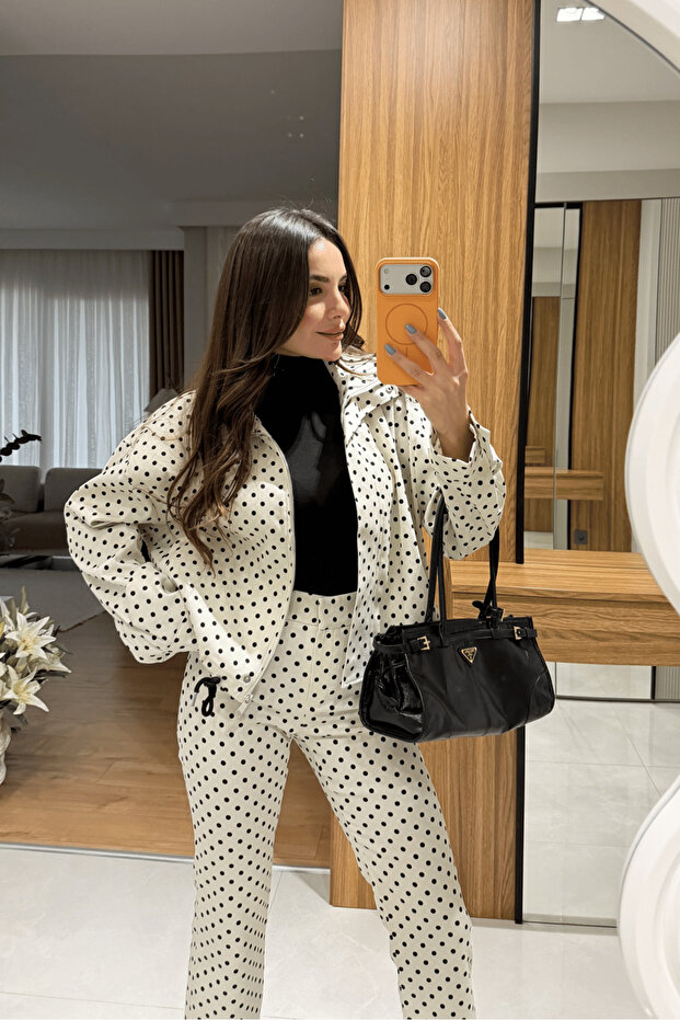 Viola Ekru Puantiyeli Ceket - 2