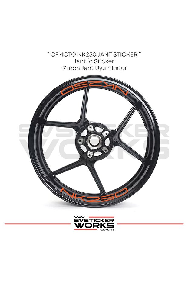 Cfmoto nk250 wheel rim sticker set - 8 piece inner rim decal