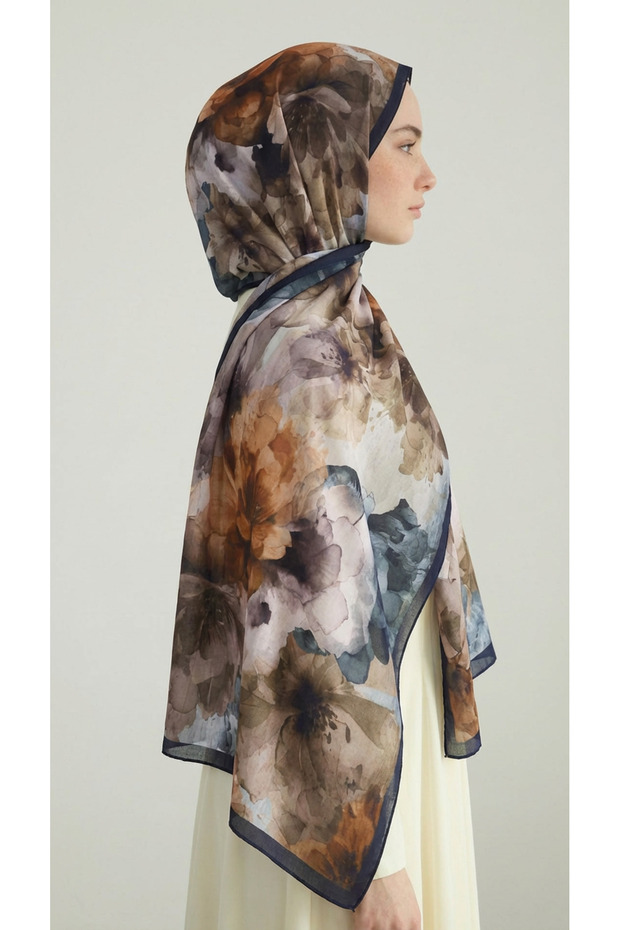 شال قطني بنقشة زهور - 4