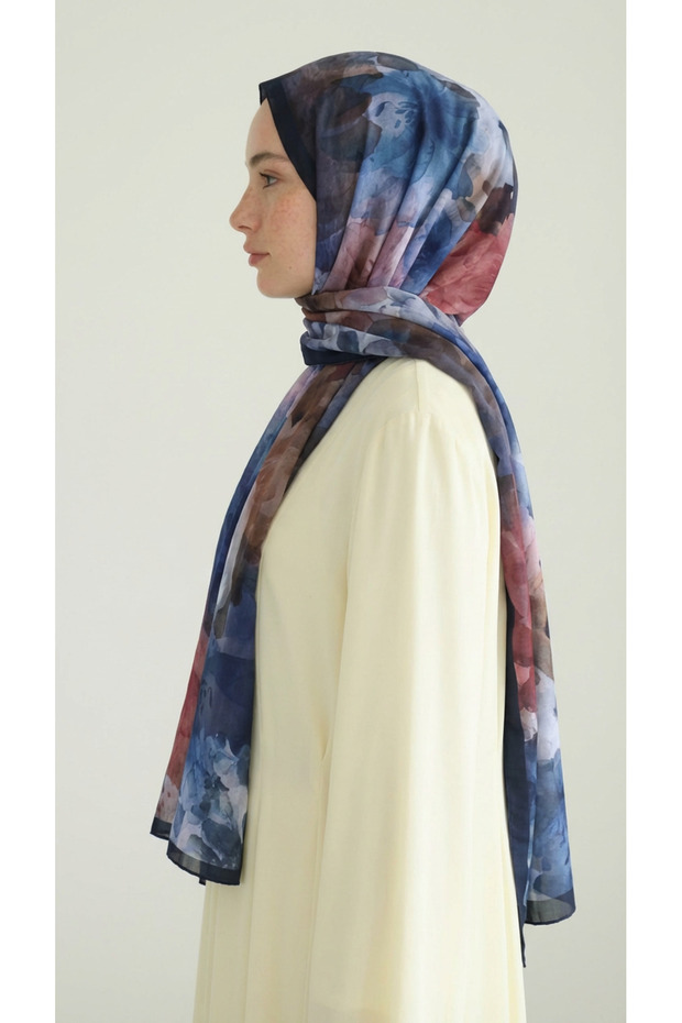 Flower-Patterned Cotton Shawl - 5