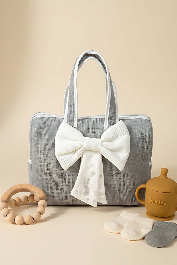 Bow White Ribbon Mother Baby Care Bag