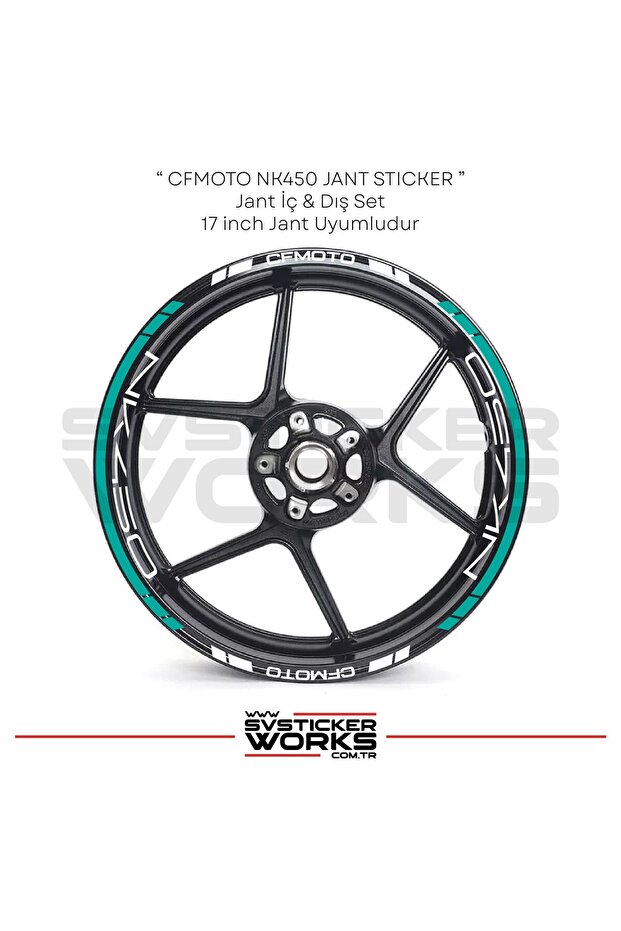Cfmoto 450Nk Wheel Sticker Wheel Inner Lettering and Outer Stripe Set of 24 Stickers