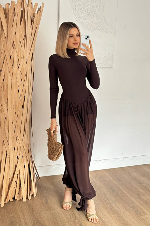 ZR Model Tül Pantolon Şortlu Basic Tulum - 5