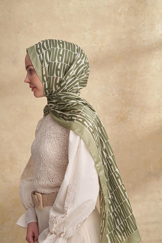 شال بنمط فوال مستورد - كاكي - 3