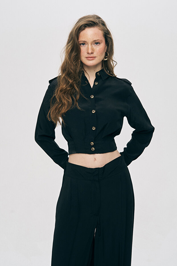 Women's Double-Breasted Crop Shirt