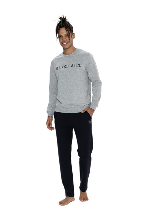 Men's Gray Melange Pajama Set 18858