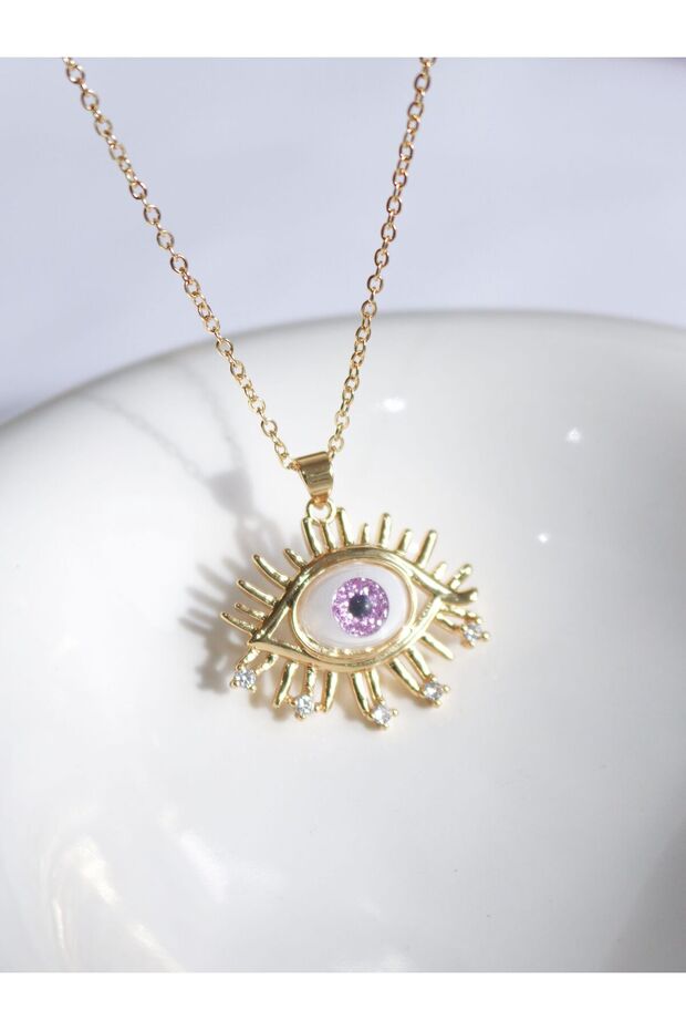 Zircon Stone Purple Eye Necklace