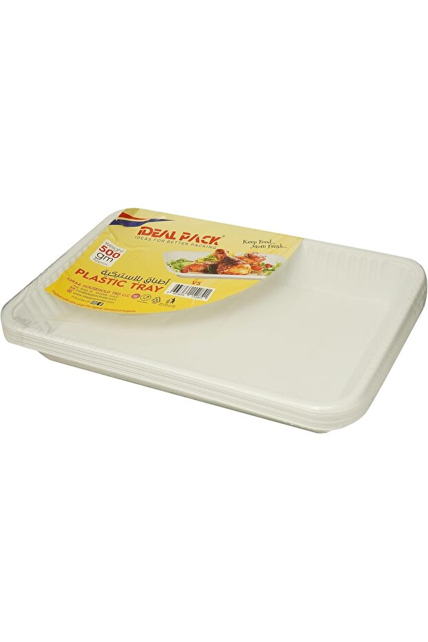 Plastic Tray, V4, 500gm, 27x18.5cm, White