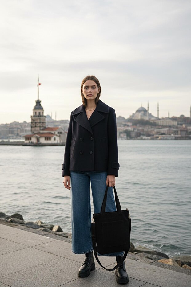 Volera Model Siyah Kadife Çanta - 6