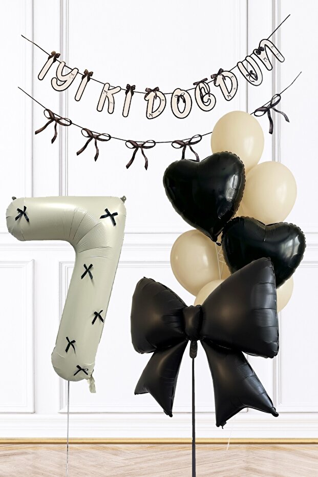 Black Bow Concept Birthday Balloon Set Age Balloon Set228