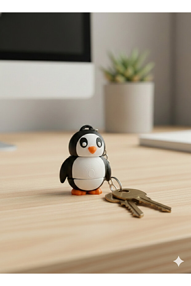 Penguen Keychain Movable Plastic