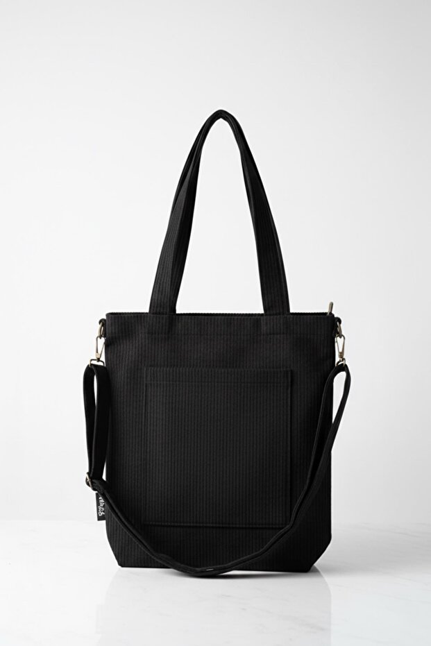 Volera Model Siyah Kadife Çanta - 1