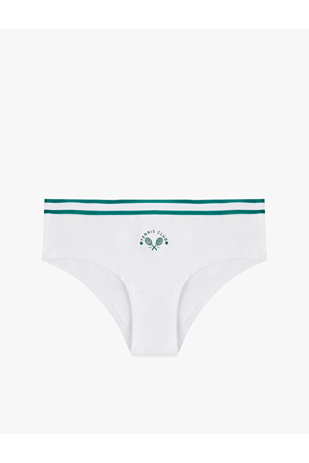Cotton High Waist Printed Striped Hipster Panties with Elastic Detail