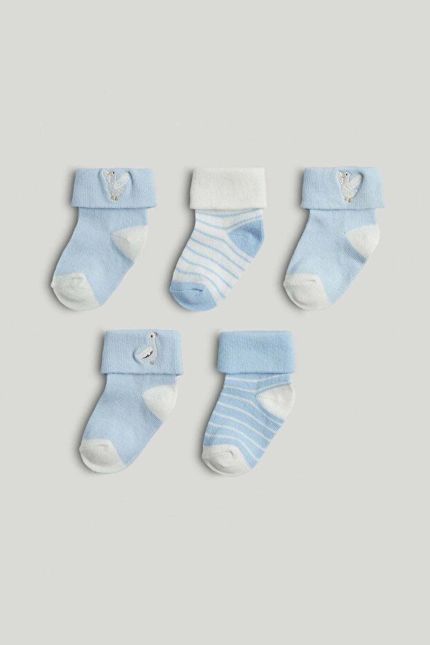 5 Pack Blue Baby Socks