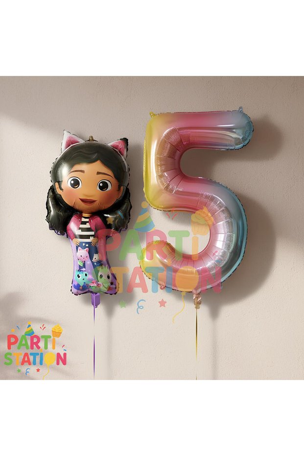 Gabby Dollhouse Concept 5Th Birthday Balloon Set